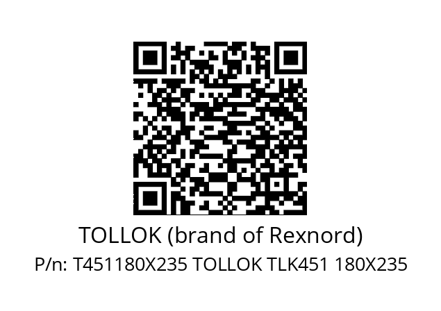   TOLLOK (brand of Rexnord) T451180X235 TOLLOK TLK451 180X235