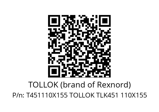   TOLLOK (brand of Rexnord) T451110X155 TOLLOK TLK451 110X155