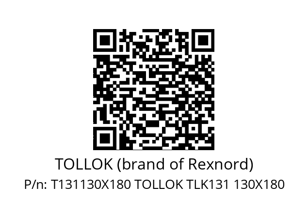   TOLLOK (brand of Rexnord) T131130X180 TOLLOK TLK131 130X180