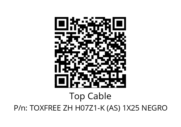   Top Cable TOXFREE ZH H07Z1-K (AS) 1X25 NEGRO