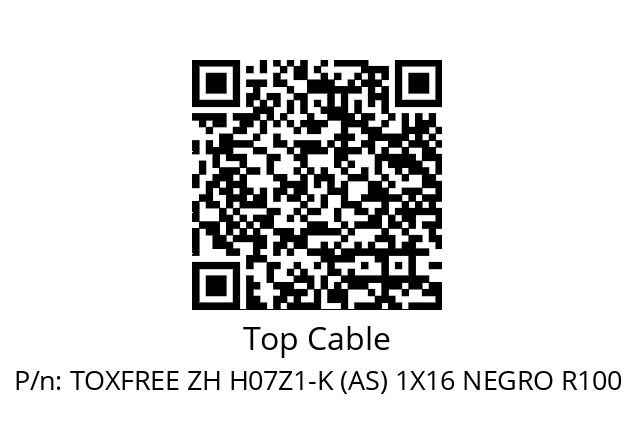   Top Cable TOXFREE ZH H07Z1-K (AS) 1X16 NEGRO R100