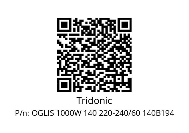   Tridonic OGLIS 1000W 140 220-240/60 140B194