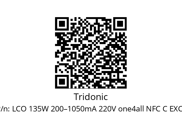   Tridonic LCO 135W 200–1050mA 220V one4all NFC C EXC3