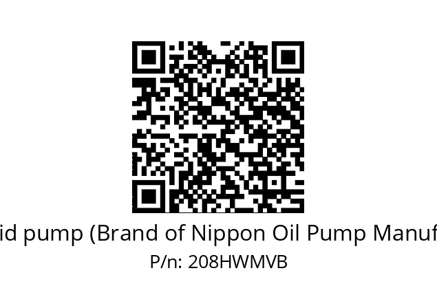   Trochoid pump (Brand of Nippon Oil Pump Manufacture) 208HWMVB