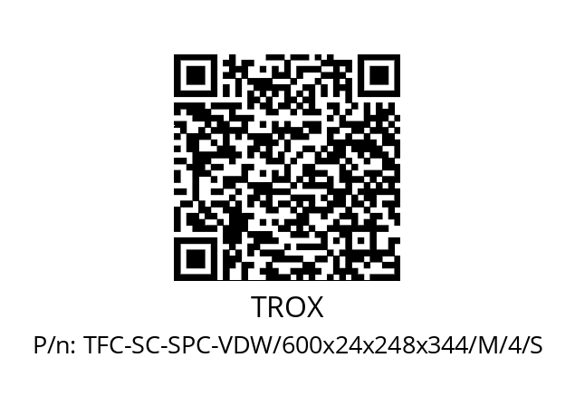   TROX TFC-SC-SPC-VDW/600x24x248x344/M/4/S