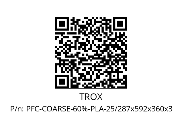   TROX PFC-COARSE-60%-PLA-25/287x592x360x3