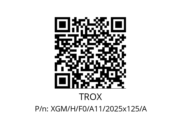   TROX XGM/H/F0/A11/2025x125/A