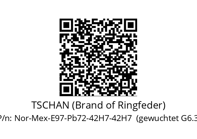   TSCHAN (Brand of Ringfeder) Nor-Mex-E97-Pb72-42H7-42H7  (gewuchtet G6.3)