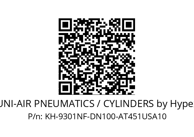   UNI-AIR PNEUMATICS / CYLINDERS by Hypex KH-9301NF-DN100-AT451USA10