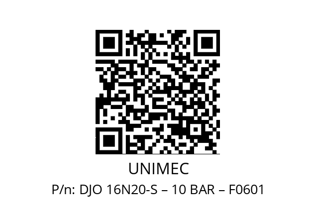   UNIMEC DJO 16N20-S – 10 BAR – F0601