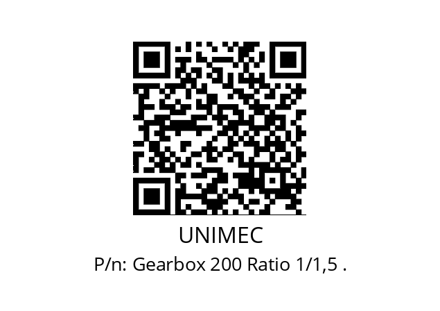   UNIMEC Gearbox 200 Ratio 1/1,5 .