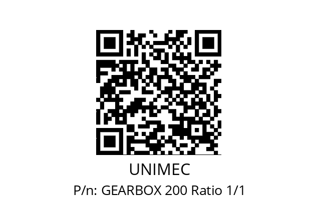   UNIMEC GEARBOX 200 Ratio 1/1