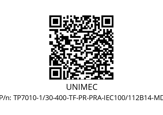   UNIMEC TP7010-1/30-400-TF-PR-PRA-IEC100/112B14-MD