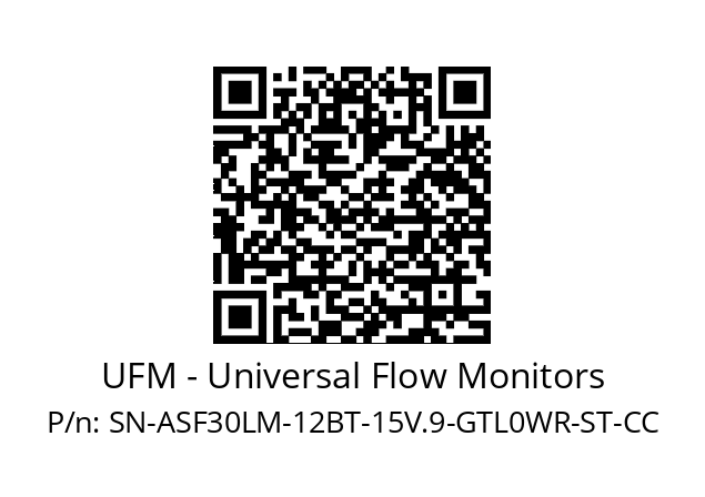   UFM - Universal Flow Monitors SN-ASF30LM-12BT-15V.9-GTL0WR-ST-CC