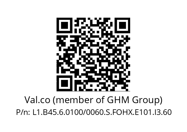   Val.co (member of GHM Group) L1.B45.6.0100/0060.S.FOHX.E101.I3.60