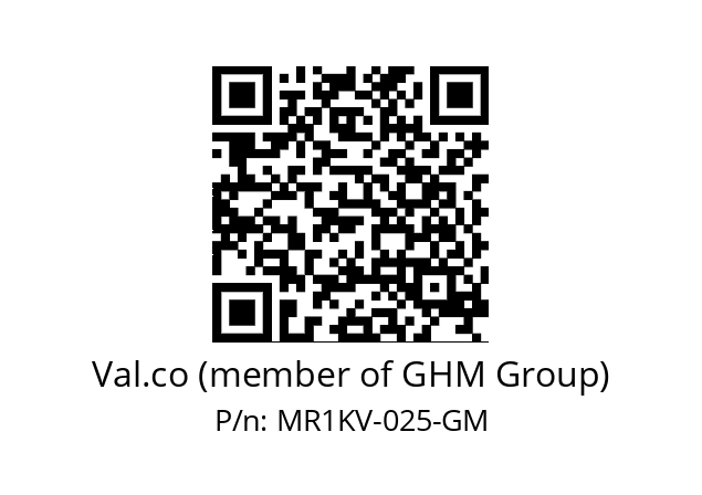   Val.co (member of GHM Group) MR1KV-025-GM