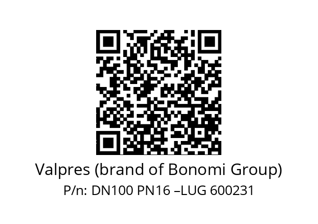   Valpres (brand of Bonomi Group) DN100 PN16 –LUG 600231