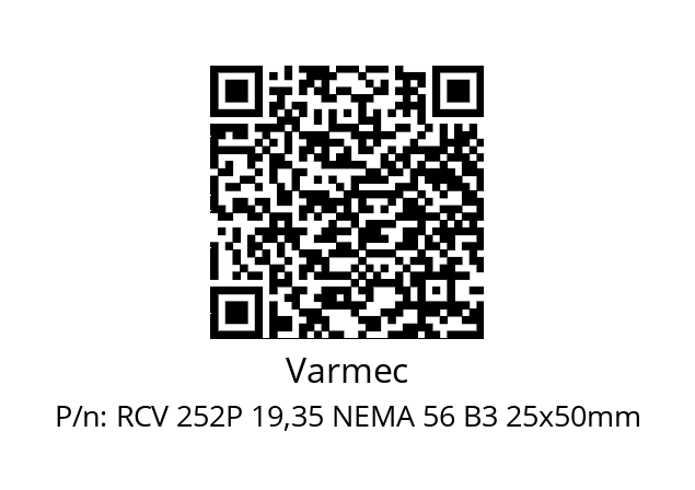   Varmec RCV 252P 19,35 NEMA 56 B3 25x50mm