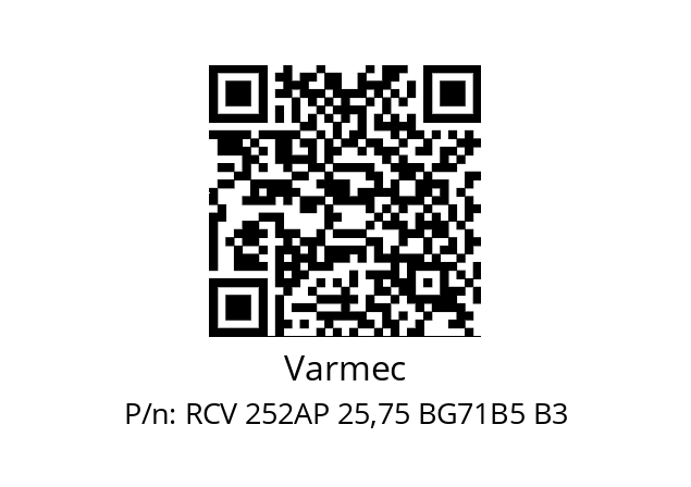   Varmec RCV 252AP 25,75 BG71B5 B3