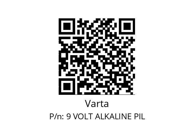   Varta 9 VOLT ALKALINE PIL