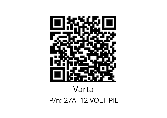   Varta 27A  12 VOLT PIL