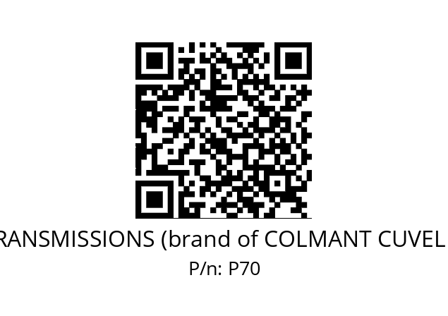   VECO TRANSMISSIONS (brand of COLMANT CUVELIER RPS) P70