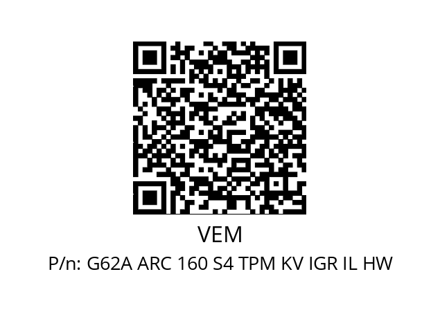   VEM G62A ARC 160 S4 TPM KV IGR IL HW