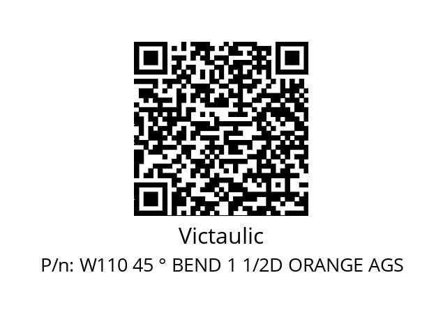   Victaulic W110 45 ° BEND 1 1/2D ORANGE AGS