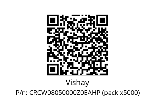   Vishay CRCW08050000Z0EAHP (pack x5000)