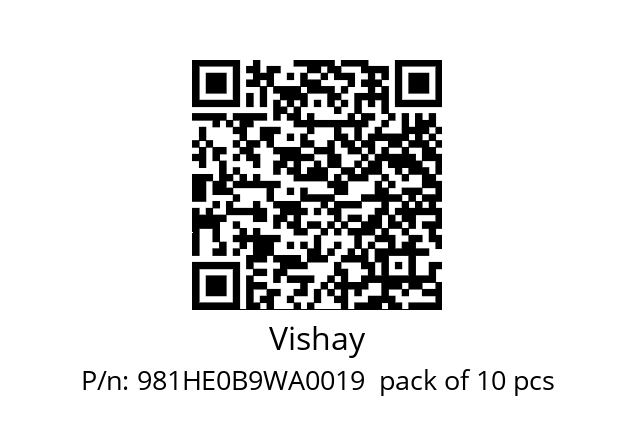   Vishay 981HE0B9WA0019  pack of 10 pcs