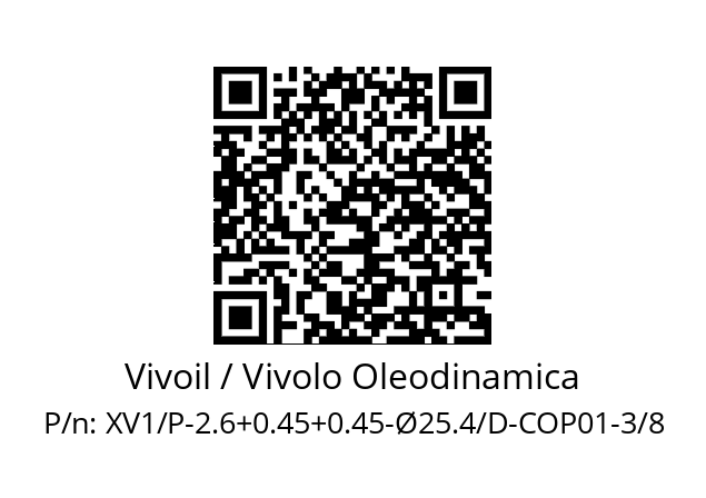   Vivoil / Vivolo Oleodinamica XV1/P-2.6+0.45+0.45-Ø25.4/D-COP01-3/8