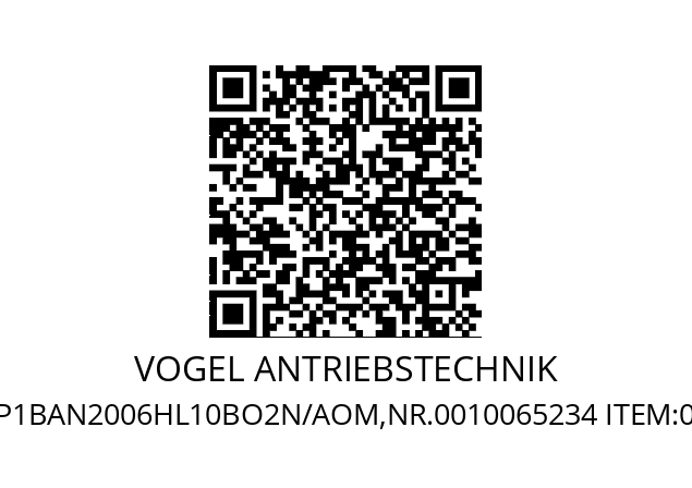   VOGEL ANTRIEBSTECHNIK P1BAN2006HL10BO2N/AOM,NR.0010065234 ITEM:00010