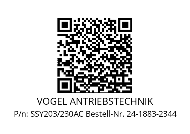   VOGEL ANTRIEBSTECHNIK SSY203/230AC Bestell-Nr. 24-1883-2344