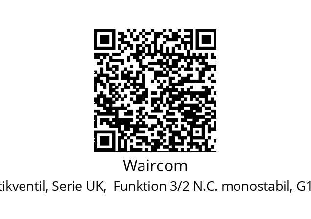   Waircom UKC1  (Pneumatikventil, Serie UK,  Funktion 3/2 N.C. monostabil, G1"  ohne Steuerventil)