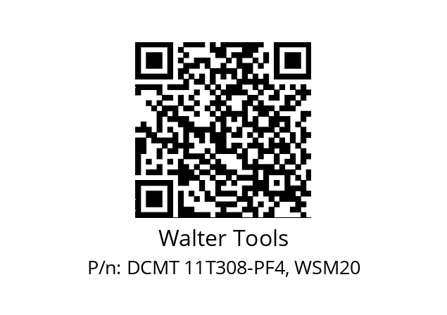   Walter Tools DCMT 11T308-PF4, WSM20