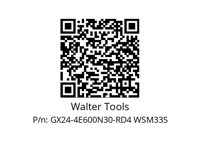   Walter Tools GX24-4E600N30-RD4 WSM33S