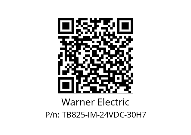   Warner Electric TB825-IM-24VDC-30H7