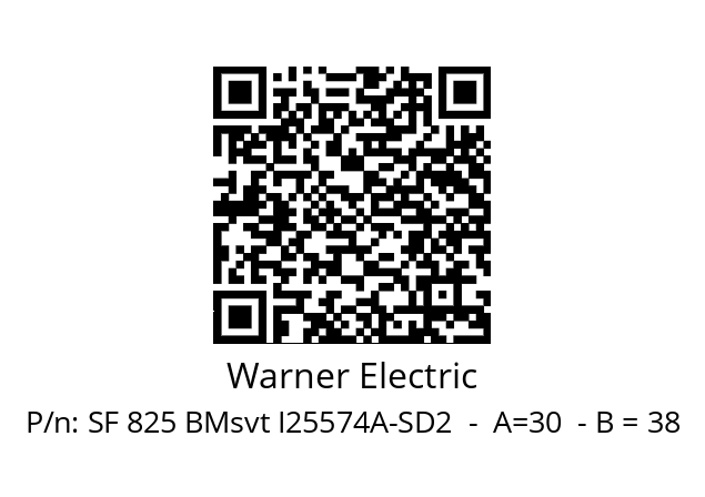   Warner Electric SF 825 BMsvt I25574A-SD2  -  A=30  - B = 38