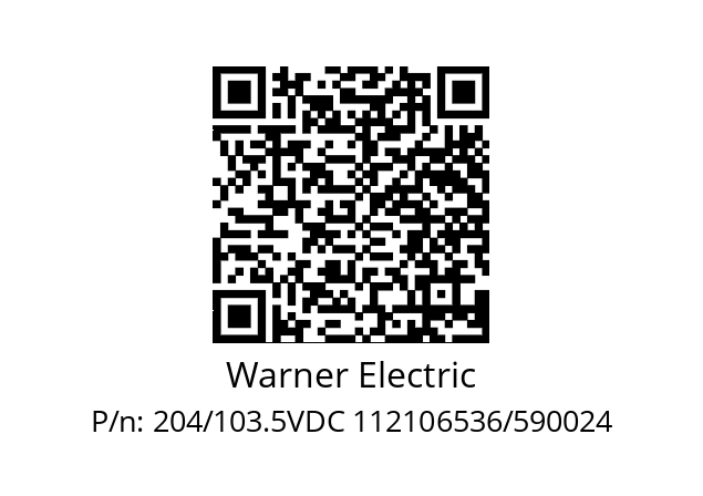   Warner Electric 204/103.5VDC 112106536/590024