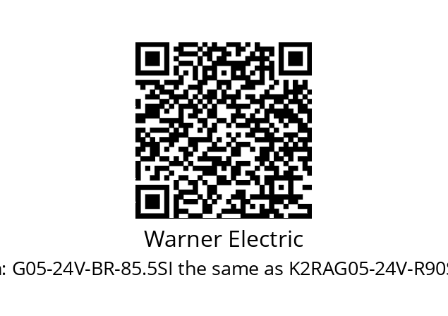   Warner Electric G05-24V-BR-85.5SI the same as K2RAG05-24V-R90S12