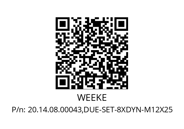   WEEKE 20.14.08.00043,DUE-SET-8XDYN-M12X25