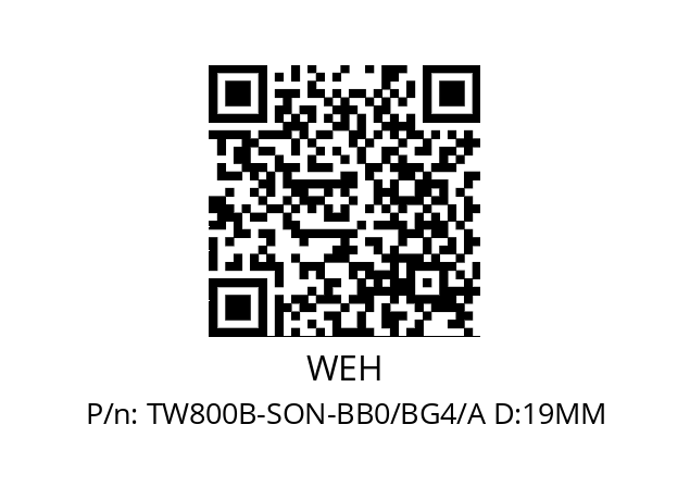   WEH TW800B-SON-BB0/BG4/A D:19MM