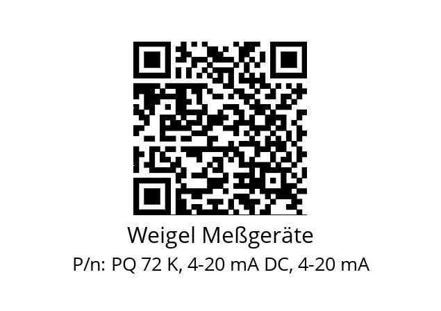   Weigel Meßgeräte PQ 72 K, 4-20 mA DC, 4-20 mA