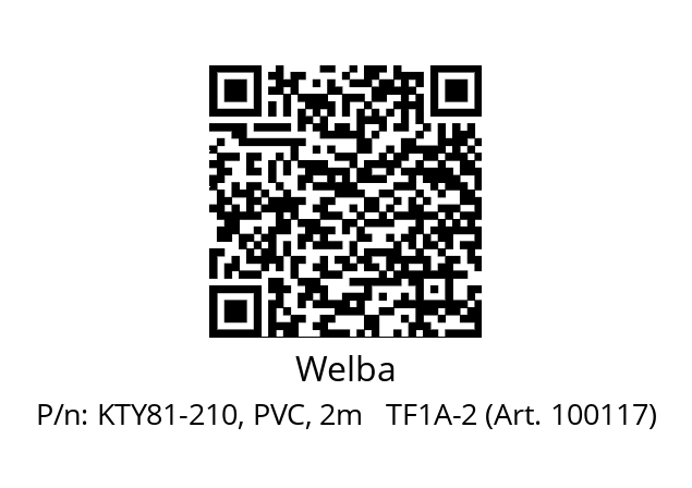   Welba KTY81-210, PVC, 2m   TF1A-2 (Art. 100117)