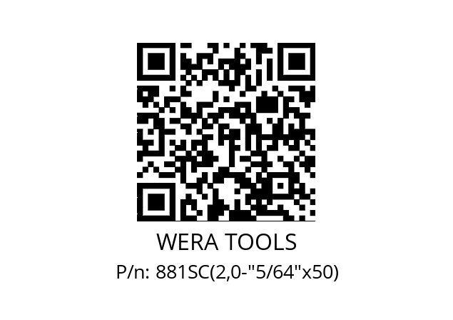   WERA TOOLS 881SC(2,0-"5/64"x50)