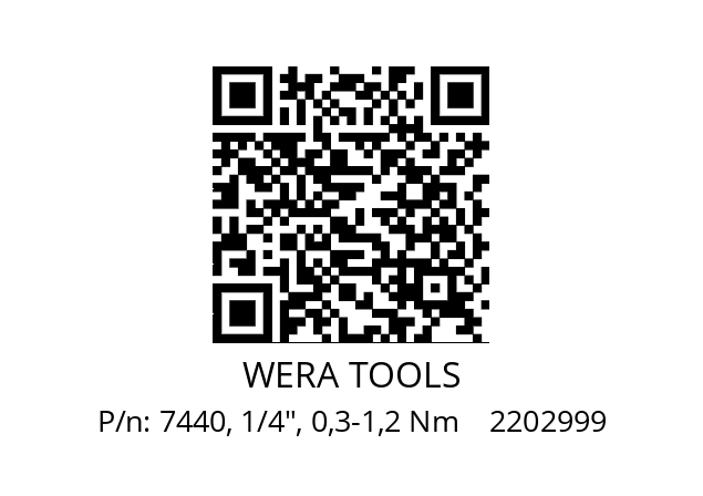   WERA TOOLS 7440, 1/4", 0,3-1,2 Nm    2202999