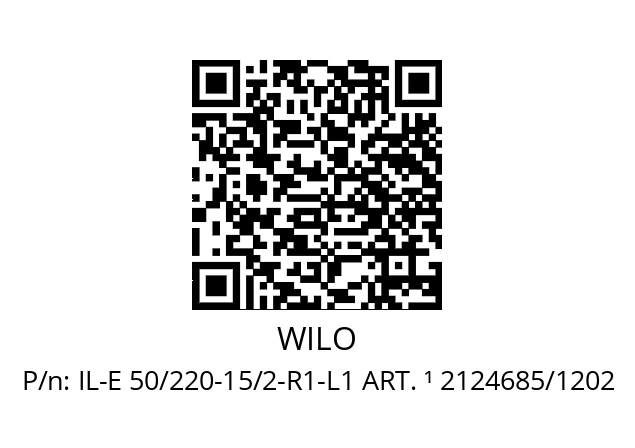   WILO IL-E 50/220-15/2-R1-L1 ART. ¹ 2124685/1202