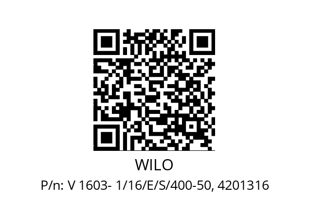   WILO V 1603- 1/16/E/S/400-50, 4201316