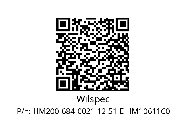   Wilspec HM200-684-0021 12-51-E HM10611C0