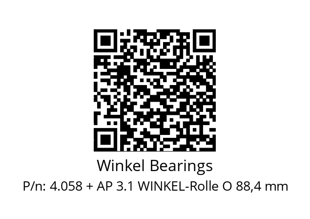   Winkel Bearings 4.058 + AP 3.1 WINKEL-Rolle O 88,4 mm